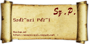 Szászi Pál névjegykártya